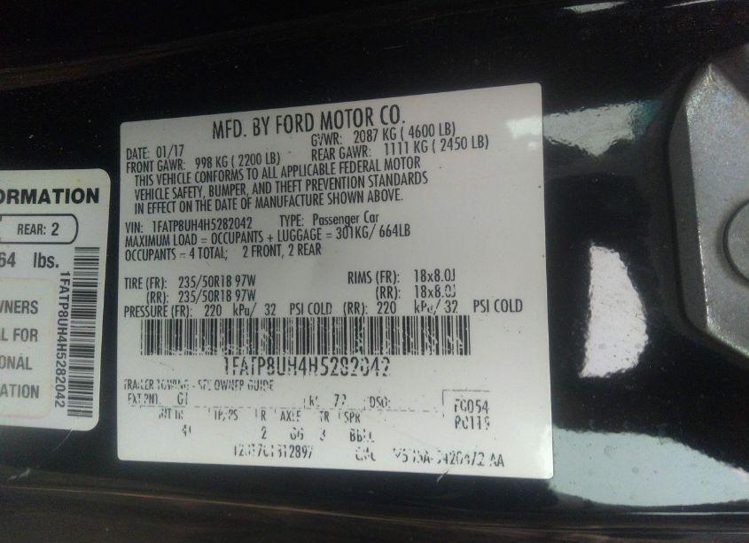 Photo 9 of 2017 Ford Mustang ECOBOOST PREMIUM (VIN 1FATP8UH4H5282042)