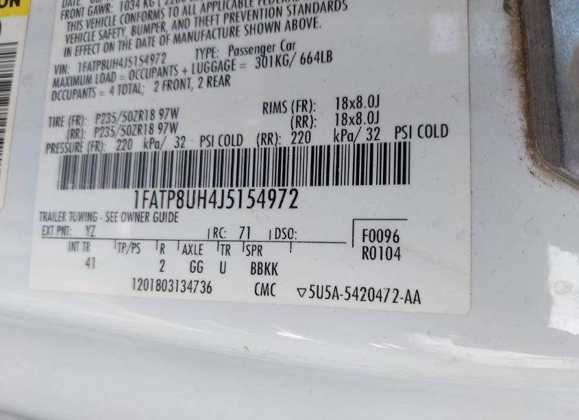 Photo 9 of 2018 Ford Mustang ECOBOOST PREMIUM (VIN 1FATP8UH4J5154972)