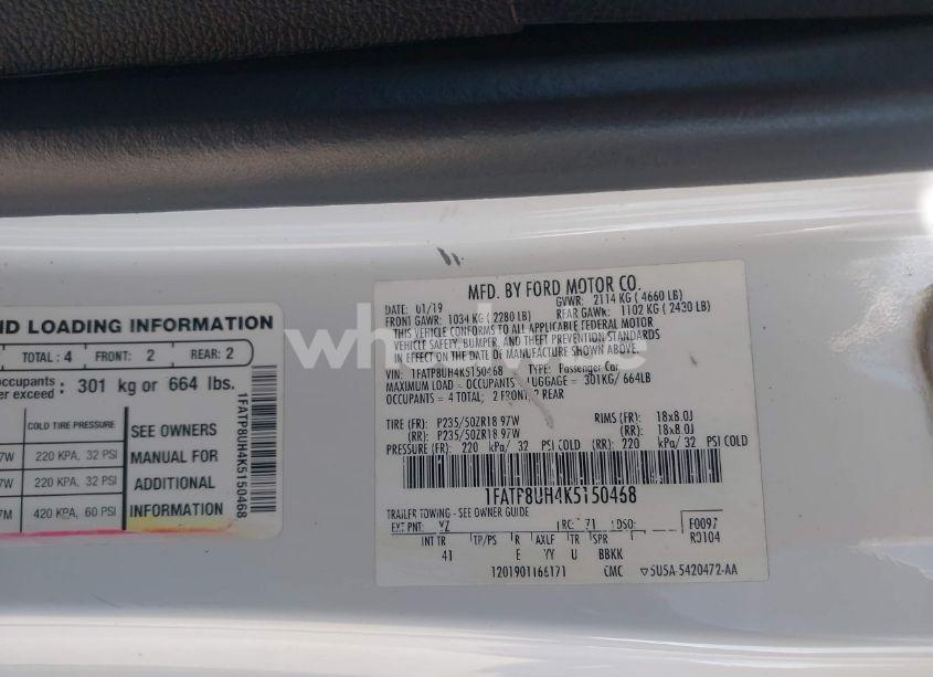 Photo 9 of 2019 Ford Mustang ECOBOOST PREMIUM (VIN 1FATP8UH4K5150468)