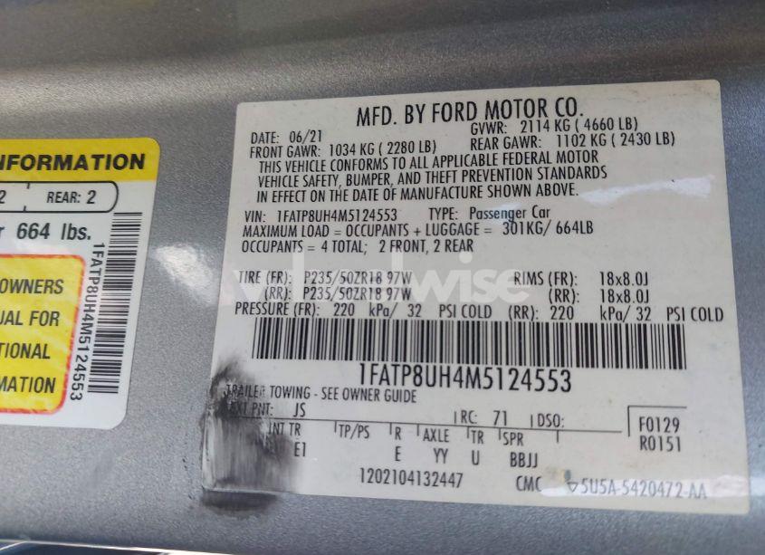 Photo 9 of 2021 Ford Mustang ECOBOOST PREMIUM (VIN 1FATP8UH4M5124553)