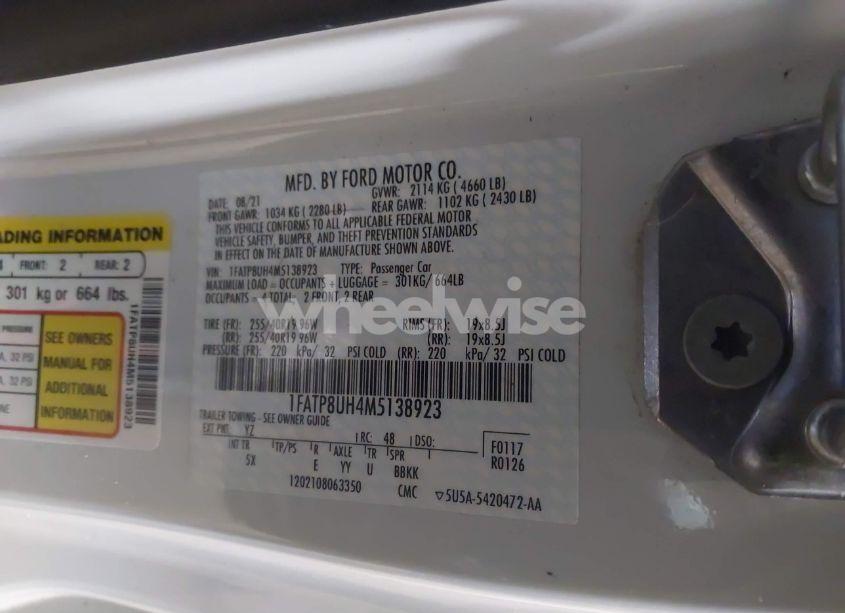 Photo 9 of 2021 Ford Mustang ECOBOOST PREMIUM (VIN 1FATP8UH4M5138923)