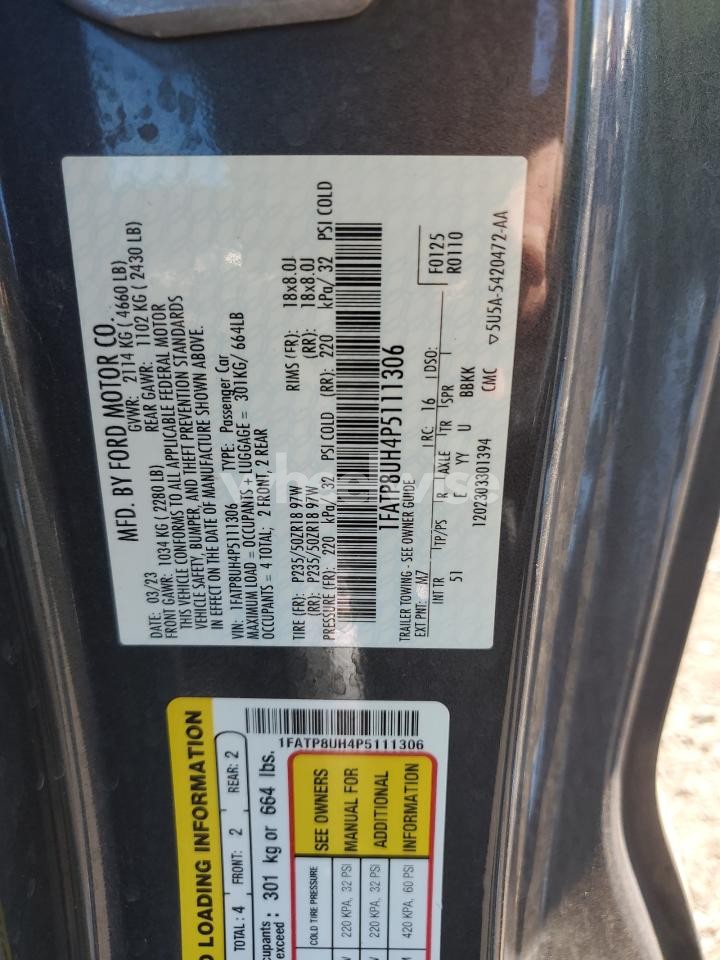 Photo 12 of 2023 FORD MUSTANG (VIN 1FATP8UH4P5111306)