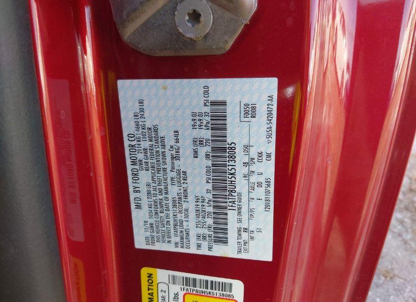 Photo 9 of 2019 Ford Mustang ECOBOOST PREMIUM (VIN 1FATP8UH5K5138085)