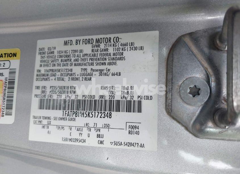 Photo 9 of 2019 Ford Mustang ECOBOOST PREMIUM (VIN 1FATP8UH5K5172348)