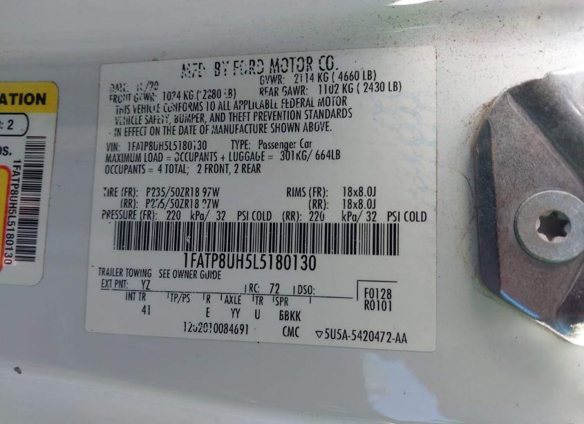 Photo 9 of 2020 Ford Mustang ECOBOOST PREMIUM (VIN 1FATP8UH5L5180130)