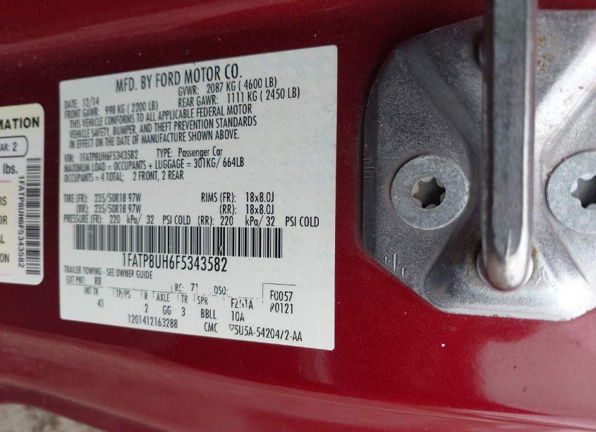 Photo 9 of 2015 Ford Mustang ECOBOOST PREMIUM (VIN 1FATP8UH6F5343582)