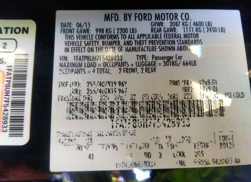 Photo 9 of 2015 Ford Mustang ECOBOOST PREMIUM (VIN 1FATP8UH7F5428933)