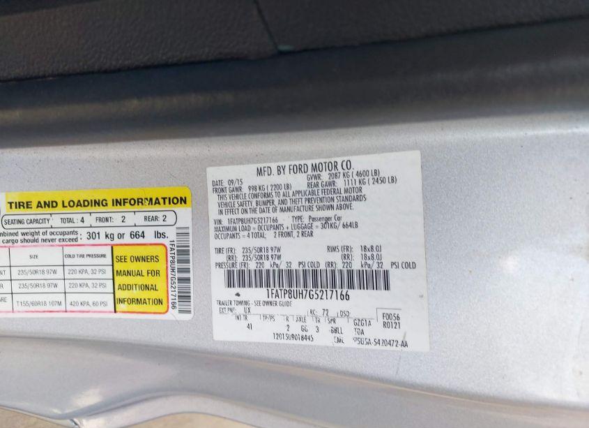 Photo 9 of 2016 Ford Mustang ECOBOOST PREMIUM (VIN 1FATP8UH7G5217166)