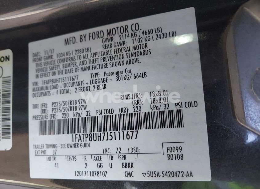 Photo 9 of 2018 Ford Mustang ECOBOOST PREMIUM (VIN 1FATP8UH7J5111677)