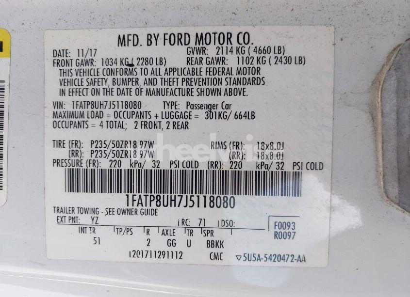 Photo 9 of 2018 Ford Mustang ECOBOOST PREMIUM (VIN 1FATP8UH7J5118080)