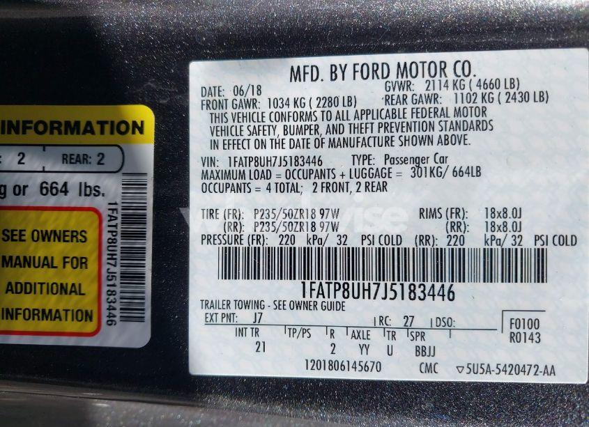 Photo 9 of 2018 Ford Mustang ECOBOOST (VIN 1FATP8UH7J5183446)