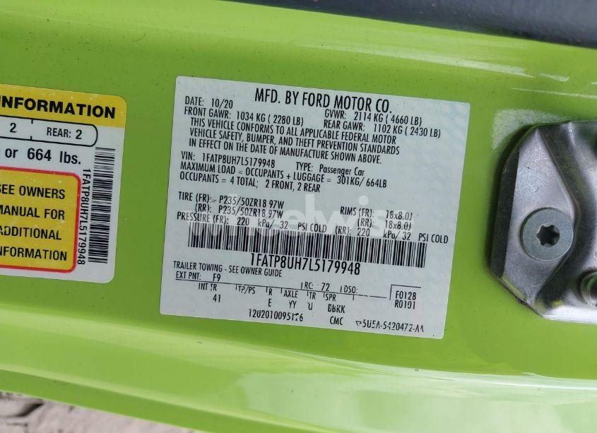 Photo 9 of 2020 Ford Mustang ECOBOOST PREMIUM (VIN 1FATP8UH7L5179948)