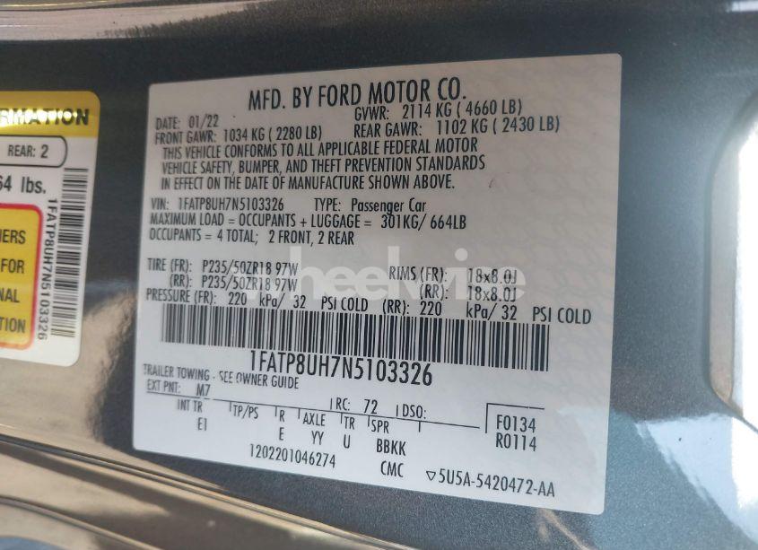 Photo 9 of 2022 Ford Mustang ECOBOOST PREMIUM (VIN 1FATP8UH7N5103326)