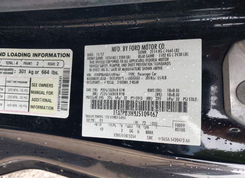 Photo 9 of 2018 Ford Mustang ECOBOOST PREMIUM (VIN 1FATP8UH8J5109467)