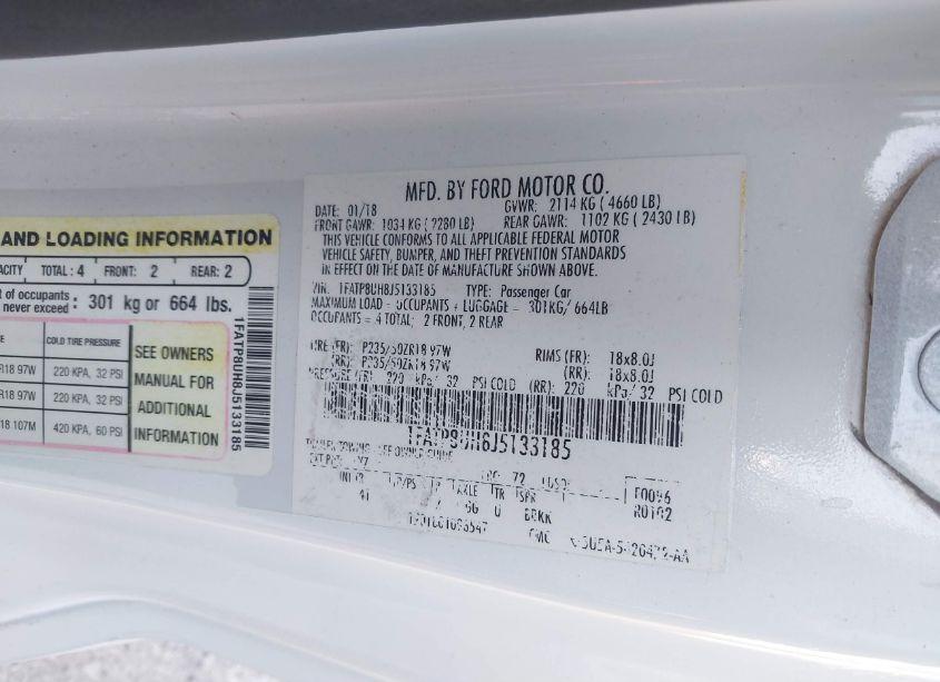 Photo 9 of 2018 Ford Mustang ECOBOOST PREMIUM (VIN 1FATP8UH8J5133185)