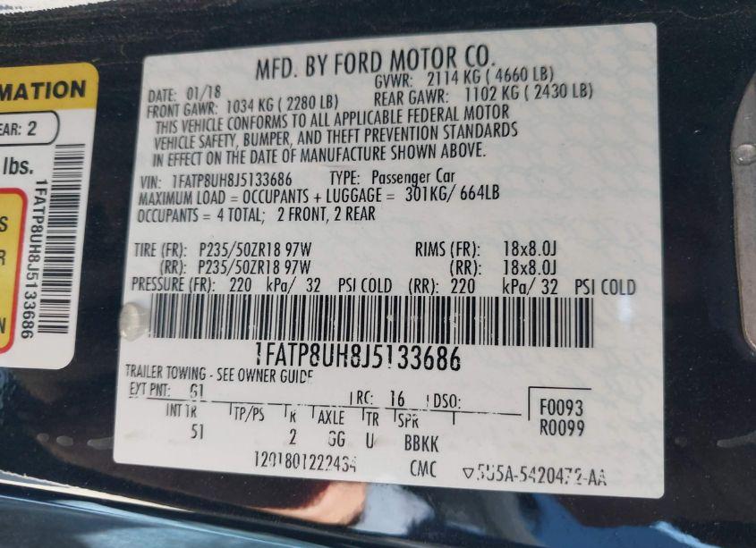 Photo 9 of 2018 Ford Mustang ECOBOOST PREMIUM (VIN 1FATP8UH8J5133686)