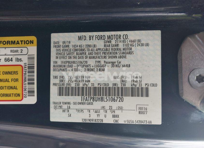 Photo 9 of 2020 Ford Mustang ECOBOOST PREMIUM (VIN 1FATP8UH8L5106720)