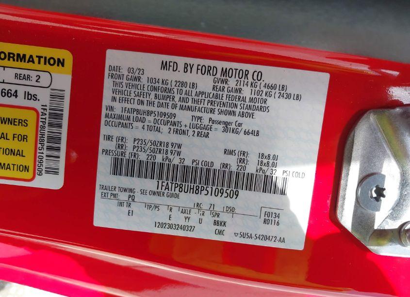 Photo 9 of 2023 Ford Mustang ECOBOOST PREMIUM (VIN 1FATP8UH8P5109509)