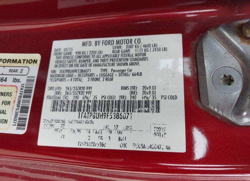 Photo 9 of 2015 Ford Mustang ECOBOOST PREMIUM (VIN 1FATP8UH9F5386071)