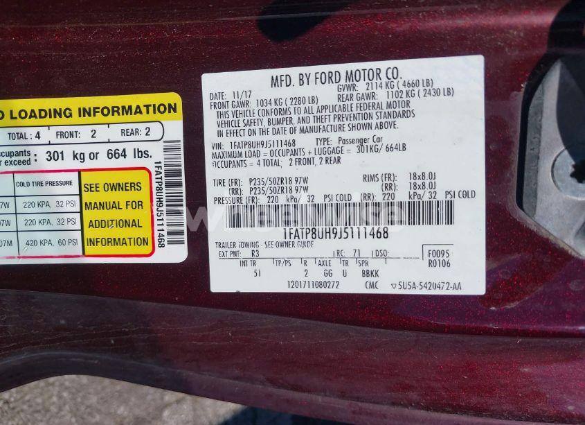 Photo 9 of 2018 Ford Mustang ECOBOOST PREMIUM (VIN 1FATP8UH9J5111468)