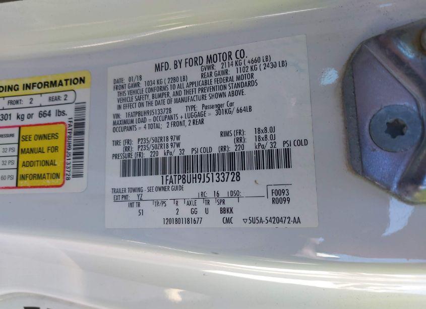 Photo 9 of 2018 Ford Mustang ECOBOOST PREMIUM (VIN 1FATP8UH9J5133728)