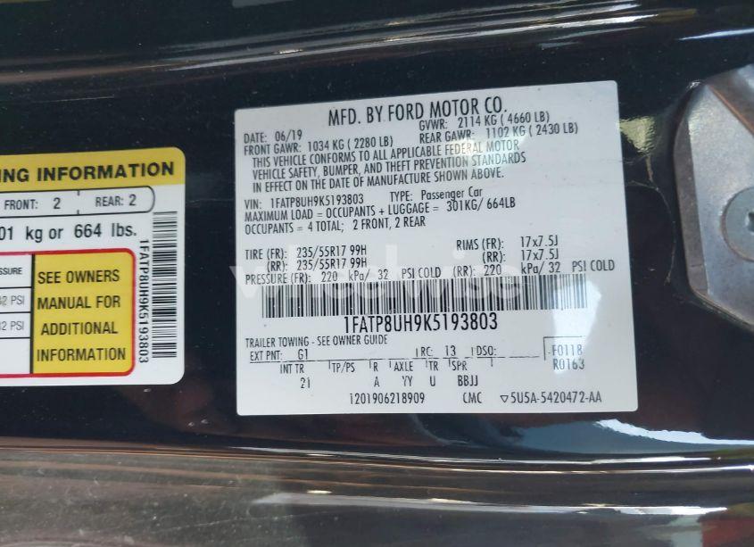 Photo 9 of 2019 Ford Mustang ECOBOOST (VIN 1FATP8UH9K5193803)