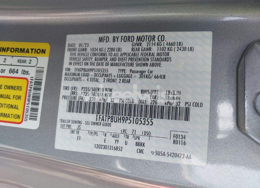 Photo 9 of 2023 Ford Mustang ECOBOOST PREMIUM (VIN 1FATP8UH9P5105355)