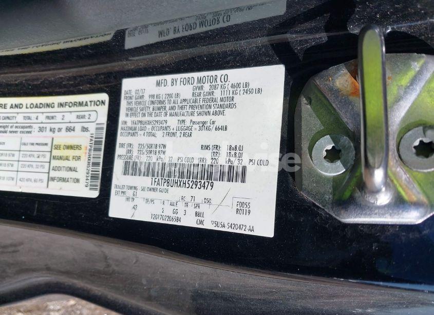 Photo 9 of 2017 Ford Mustang ECOBOOST PREMIUM (VIN 1FATP8UHXH5293479)