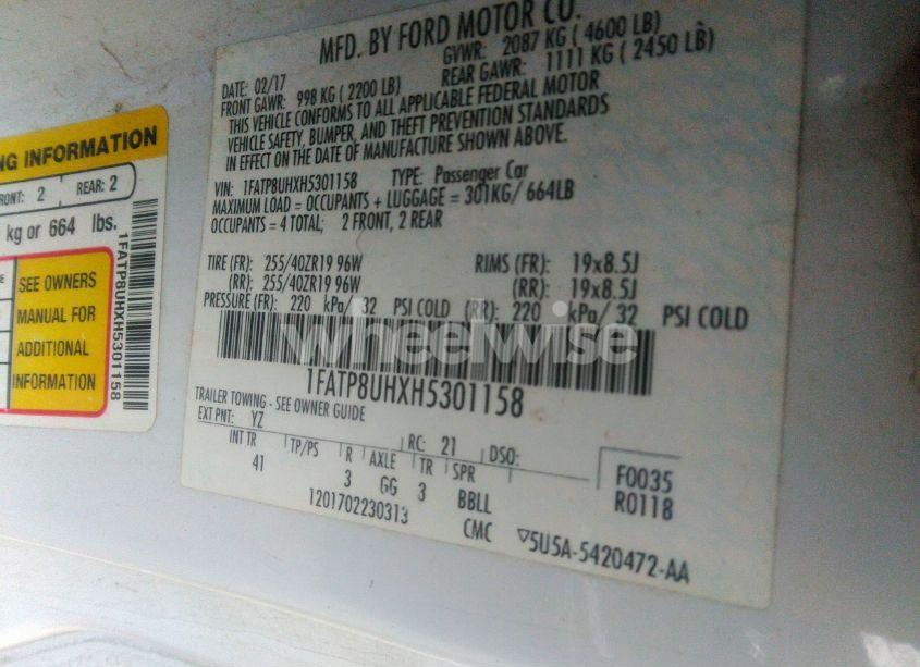 Photo 9 of 2017 Ford Mustang ECOBOOST PREMIUM (VIN 1FATP8UHXH5301158)