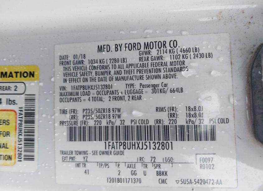 Photo 9 of 2018 Ford Mustang ECOBOOST PREMIUM (VIN 1FATP8UHXJ5132801)