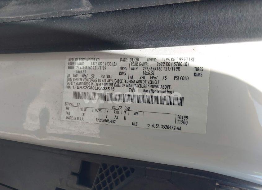 Photo 9 of 2020 Ford Transit-350 PASSENGER VAN XLT (VIN 1FBAX2C80LKA23515)
