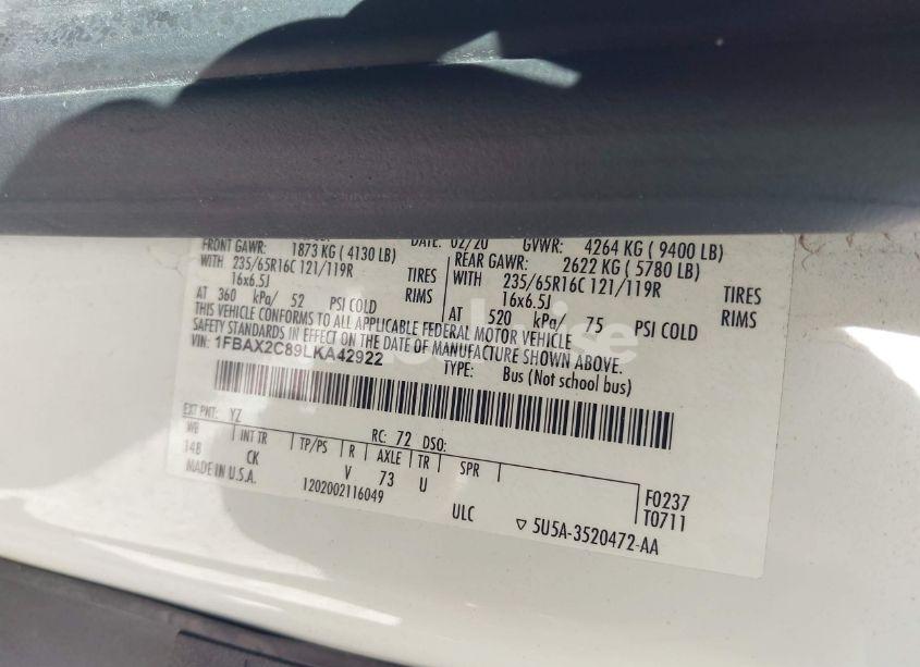 Photo 9 of 2020 Ford Transit-350 PASSENGER VAN XLT (VIN 1FBAX2C89LKA42922)