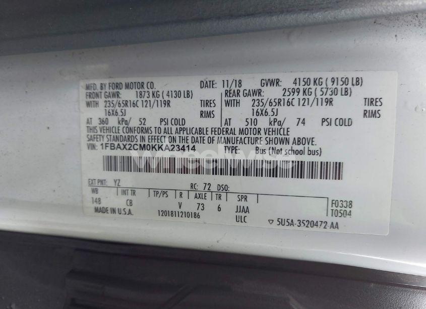 Photo 9 of 2019 Ford Transit-350 XLT (VIN 1FBAX2CM0KKA23414)