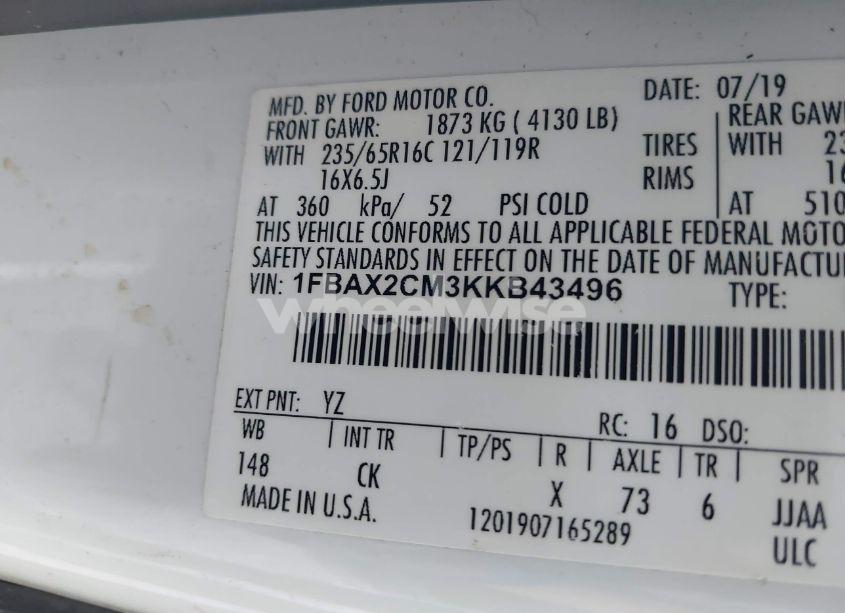 Photo 9 of 2019 Ford Transit-350 XLT (VIN 1FBAX2CM3KKB43496)