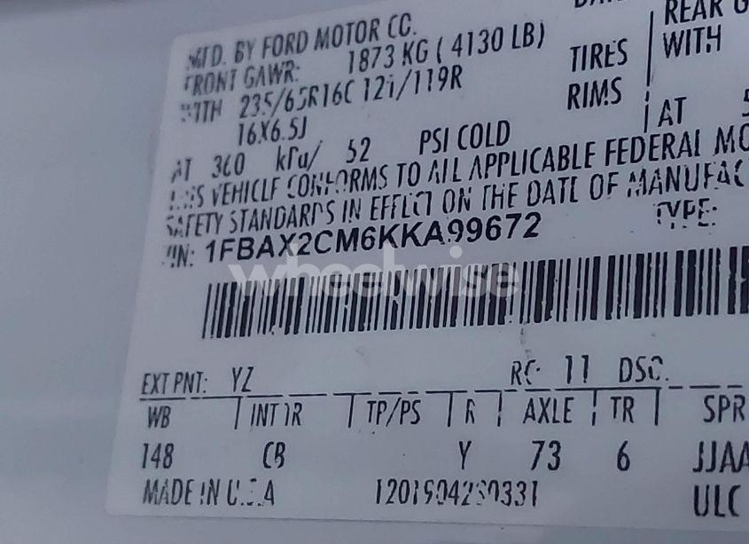 Photo 9 of 2019 Ford Transit-350 XLT (VIN 1FBAX2CM6KKA99672)