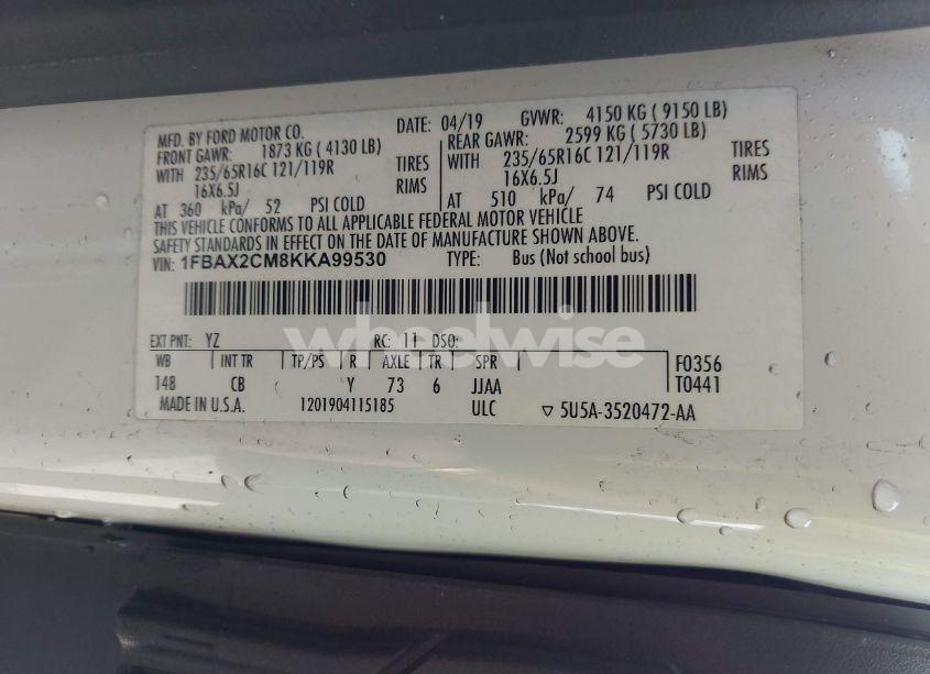 Photo 9 of 2019 Ford Transit-350 XLT (VIN 1FBAX2CM8KKA99530)