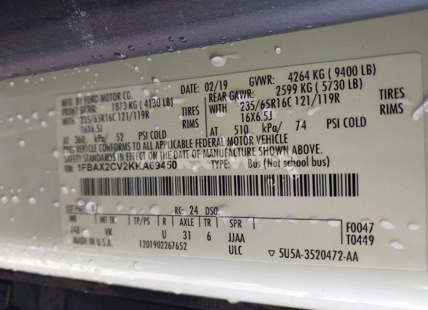 Photo 9 of 2019 Ford Transit-350 XL (VIN 1FBAX2CV2KKA69450)