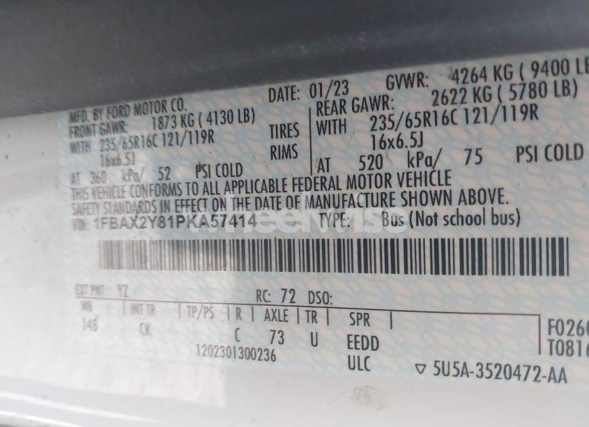 Photo 9 of 2023 Ford Transit-350 PASSENGER VAN XLT (VIN 1FBAX2Y81PKA57414)