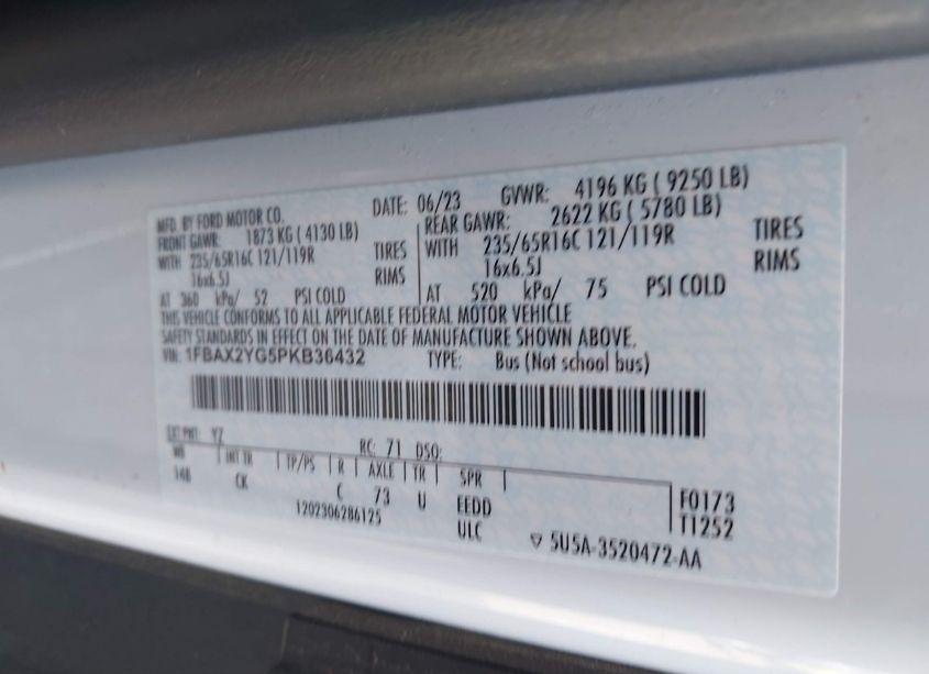 Photo 9 of 2023 Ford Transit-350 PASSENGER VAN XLT (VIN 1FBAX2YG5PKB36432)