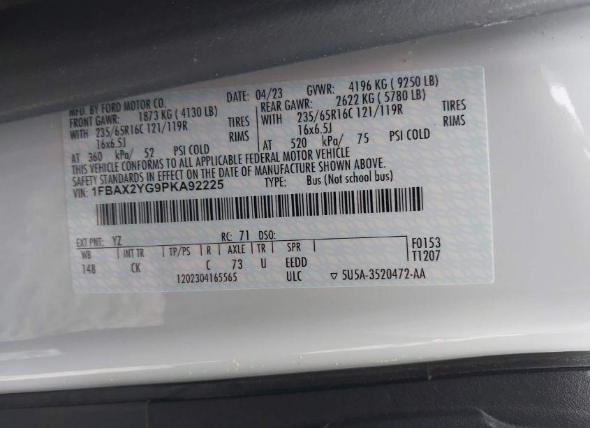 Photo 9 of 2023 Ford Transit-350 PASSENGER VAN XLT (VIN 1FBAX2YG9PKA92225)