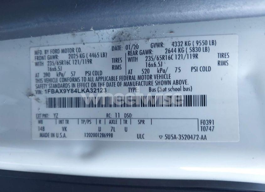 Photo 9 of 2020 Ford Transit-350 PASSENGER VAN (VIN 1FBAX9Y84LKA32123)