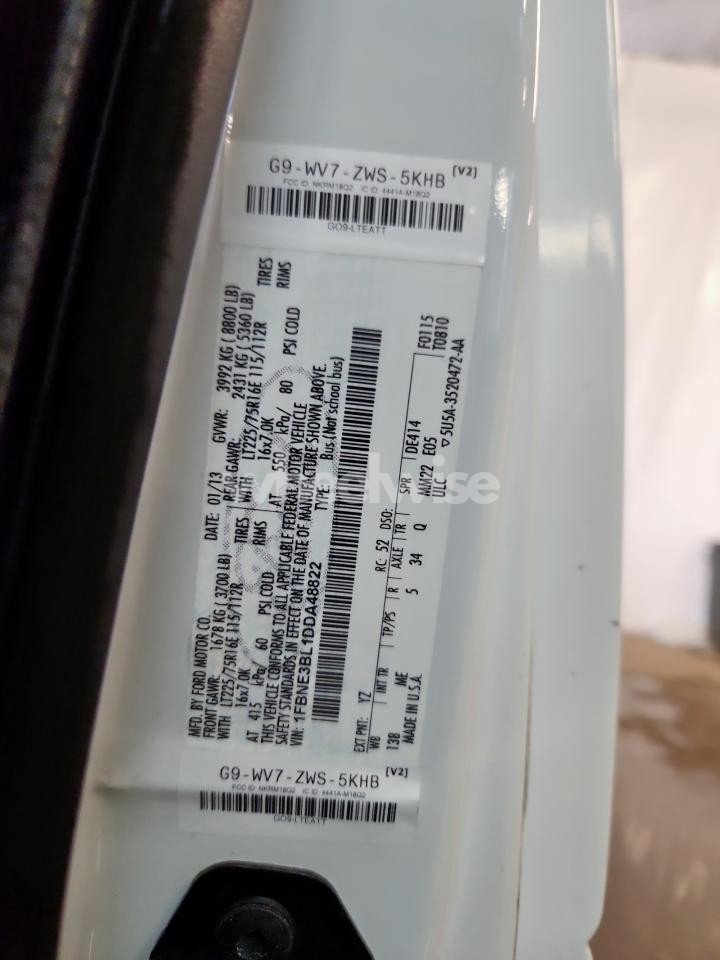 Photo 12 of 2013 FORD ECONOLINE E350 SUPER DUTY WAGON (VIN 1FBNE3BL1DDA48822)