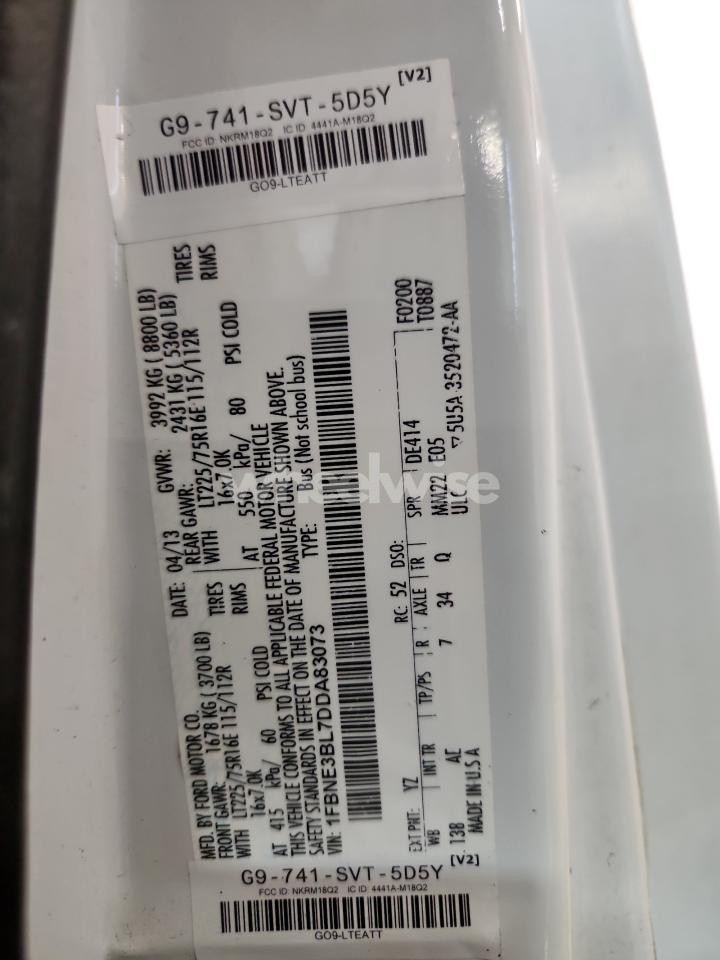 Photo 12 of 2013 FORD ECONOLINE E350 SUPER DUTY WAGON (VIN 1FBNE3BL7DDA83073)