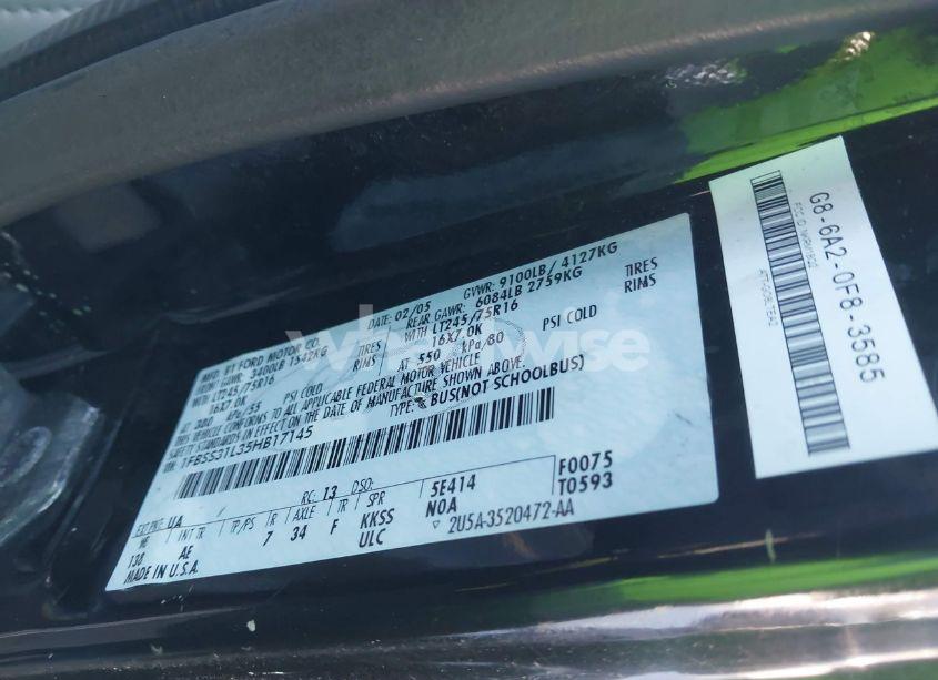 Photo 9 of 2005 Ford E-350 SUPER DUTY XL/XLT (VIN 1FBSS31L35HB17145)