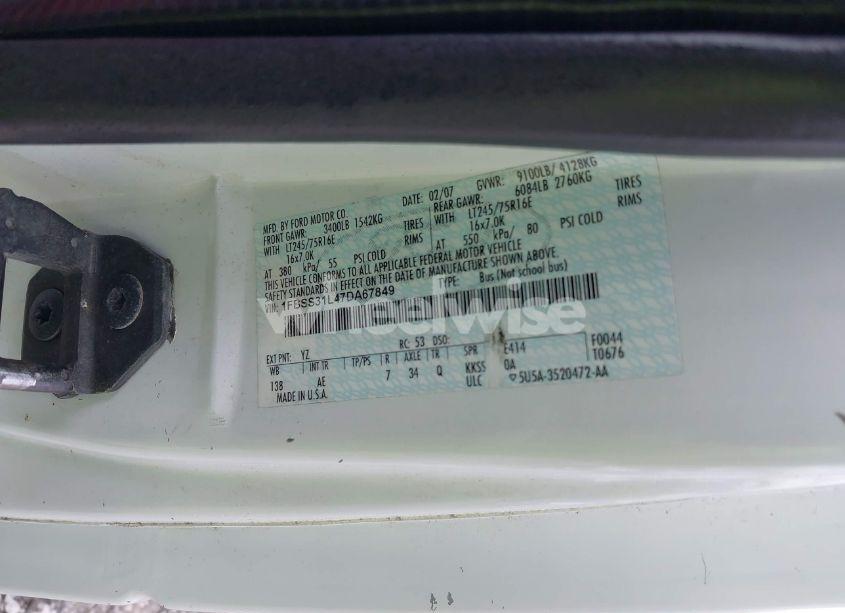 Photo 9 of 2007 Ford E-350 SUPER DUTY XL/XLT (VIN 1FBSS31L47DA67849)