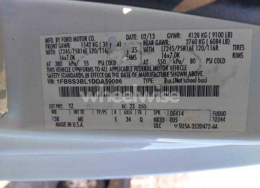 Photo 9 of 2013 Ford E-350 SUPER DUTY XLT (VIN 1FBSS3BL1DDA59086)