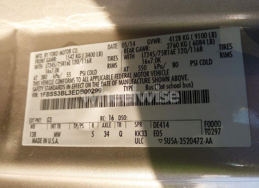 Photo 9 of 2014 Ford E-350 SUPER DUTY XLT (VIN 1FBSS3BL3EDB00299)