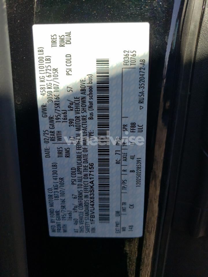 Photo 12 of 2025 FORD TRANSIT T-350 HD (VIN 1FBVU4X83SKA17156)