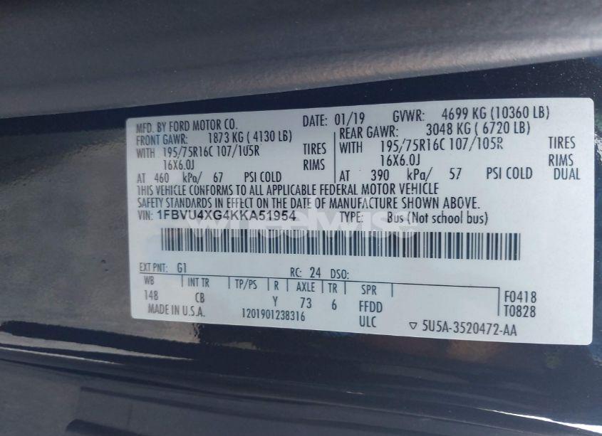 Photo 9 of 2019 Ford Transit-350 XLT (VIN 1FBVU4XG4KKA51954)