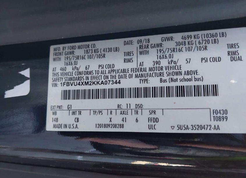 Photo 8 of 2019 Ford Transit-350 XLT (VIN 1FBVU4XM2KKA07344)